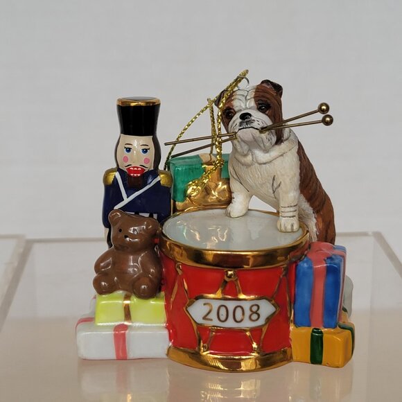 The Danbury Mint 2006 and 2008  English Bulldog Annual Christmas Ornaments Set 2 - Picture 13 of 16